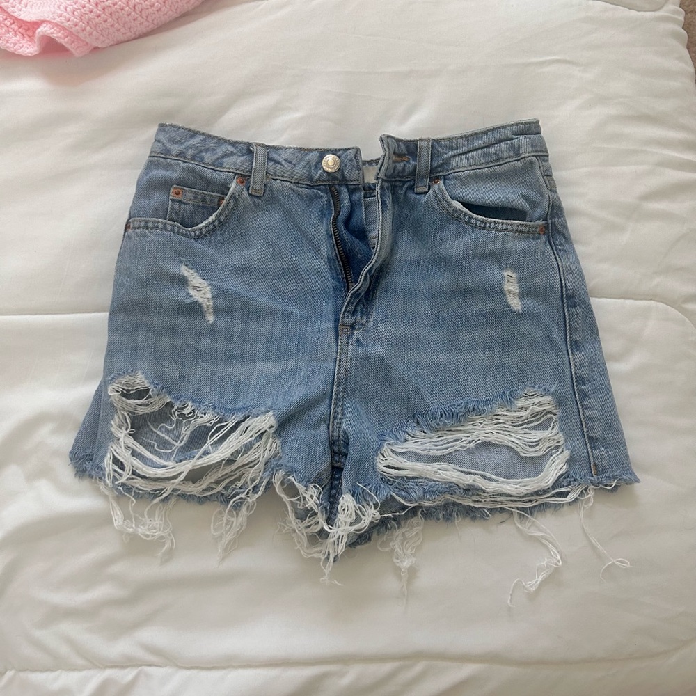 topshop denim mom shorts